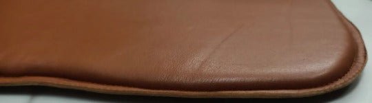 Noora Lambskin Leather SQUARE TAN CHAIR Pad | Curvy Shape Rounded Edge Chair Pad |Dining Seat Pad for Home and Office - Noora International