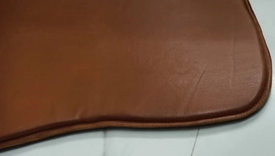 Noora Lambskin Leather SQUARE TAN CHAIR Pad | Curvy Shape Rounded Edge Chair Pad |Dining Seat Pad for Home and Office - Noora International
