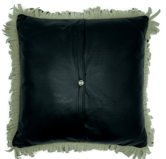 NOORA Lambskin leather Star Shape, side fringe Pillow cover Black & white BS007 - Noora International