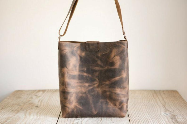 NOORA Leather Crossbody Bag, Distressed Leather Bag, Leather Shoulder Bag, Brown Leather Purse With Shoulder Strap•Handmade Crossbody SJ - Noora International