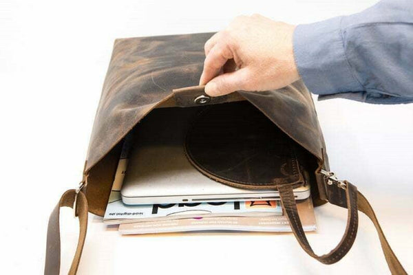 NOORA Leather Crossbody Bag • Distressed Leather Bag • Leather Shoulder Bag • Brown Leather Purse With Shoulder Strap•Handmade Crossbody SJ - Noora International