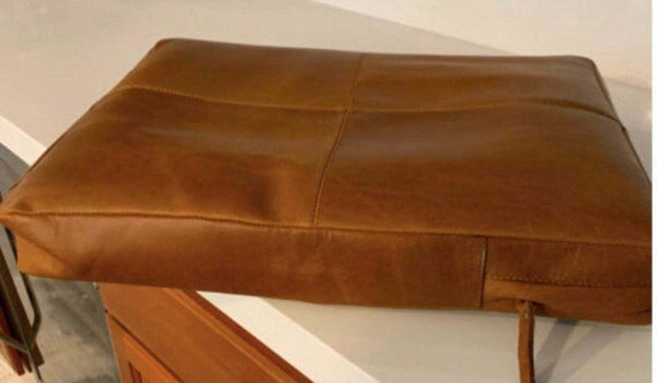 NOORA Leather Customized Genuine Seat Cushion Cover, Dining Cushion Living Decor, Housewarming Square Cover With Zip NM001 - Noora International