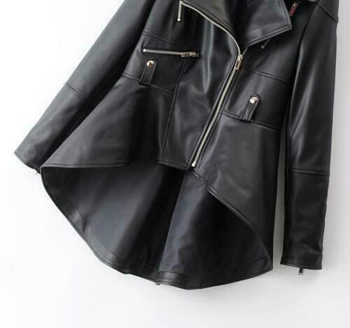 NOORA Leather Jacket Flare Peplum Coat Women Blazer Casual Outwear Slim Fit Black WA556 - Noora International
