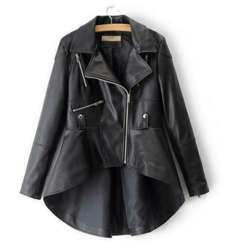 NOORA Leather Jacket Flare Peplum Coat Women Blazer Casual Outwear Slim Fit Black WA556 - Noora International