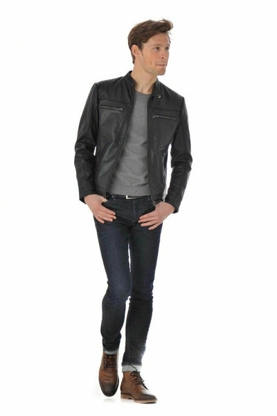 Noora Leather Jacket Men's Genuine Stylish & Fashionable Black Smart Fit NI-59 - Noora International