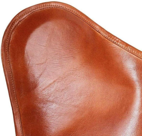 Noora Leather Living Room Chairs Cover-Butterfly Chair Replacement Brown Cover-Handmade Leather Cover (Only Cover) Chair Cover SU0161 - Noora International