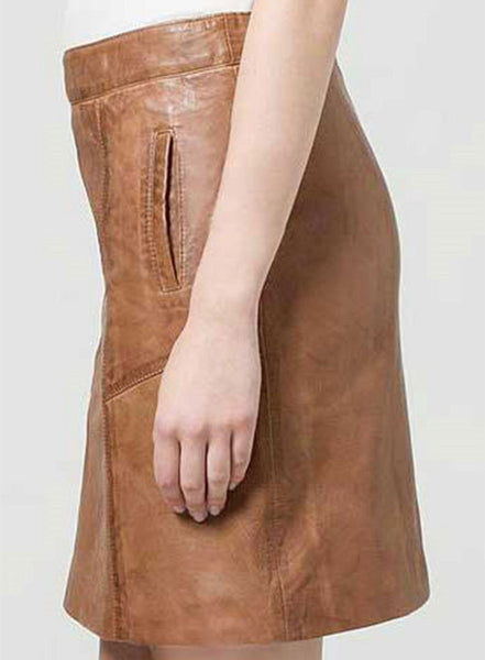 NOORA Leather mini skirt/ Short circle skirt/ TAN leather skirt/ Women mini skirt/ TAN mini skirt/ High waist skirt SB129 - Noora International