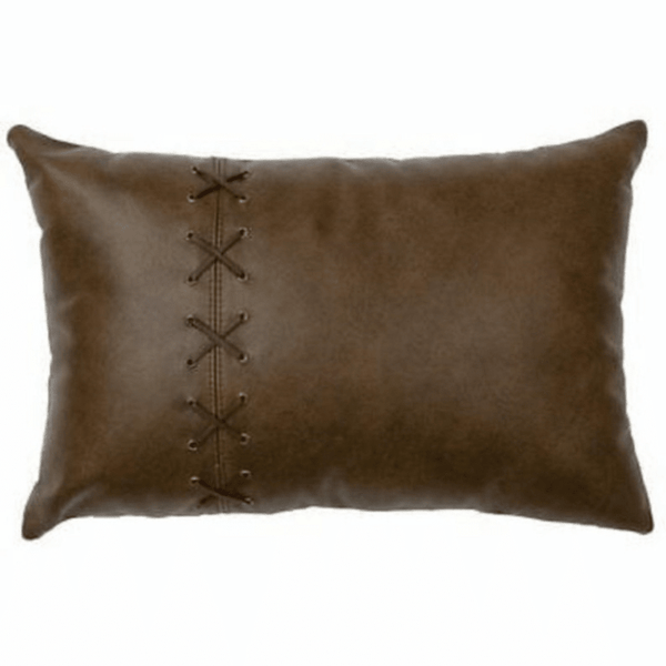 Noora Leather Rectangle Pillow Cushion Cover|Criss Cross Laced Lumbar Decorative Luxury CoverYK78 - Noora International