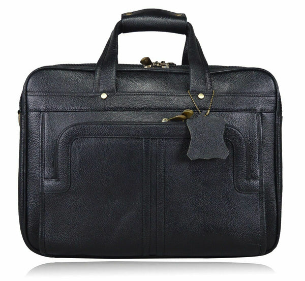 NOORA Men Black Cowhide Genuine Leather Messenger Shoulder Briefcas Bag QD302 - Noora International