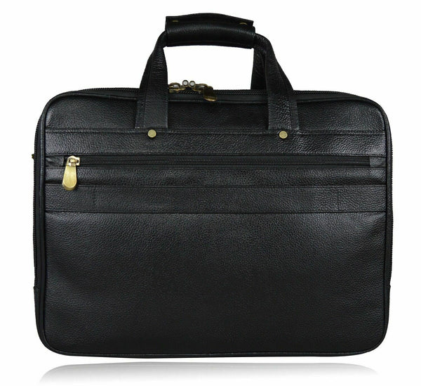 NOORA Men Black Cowhide Genuine Leather Messenger Shoulder Briefcas Bag QD302 - Noora International