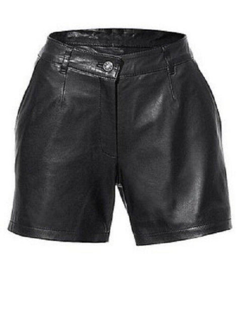 Men & Boy Real Lambskin Leather men Short, Black Leather Short Jeans, Young Mens Ripsto Short