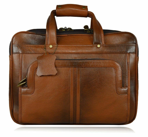 NOORA Men Brown Cowhide Genuine Leather Messenger Shoulder Briefcas Bag QD304 - Noora International