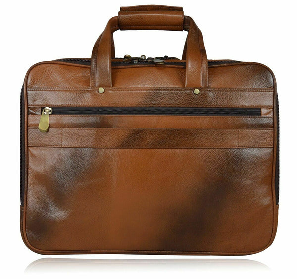 NOORA Men Brown Cowhide Genuine Leather Messenger Shoulder Briefcas Bag QD305 - Noora International