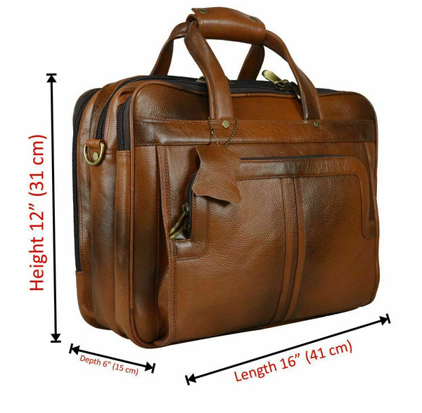 NOORA Men Brown Cowhide Genuine Leather Messenger Shoulder Briefcas Bag QD305 - Noora International