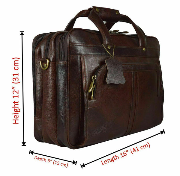 NOORA Men Cowhide Genuine Leather Messenger Shoulder Laptop Bag Briefcas QD284 - Noora International