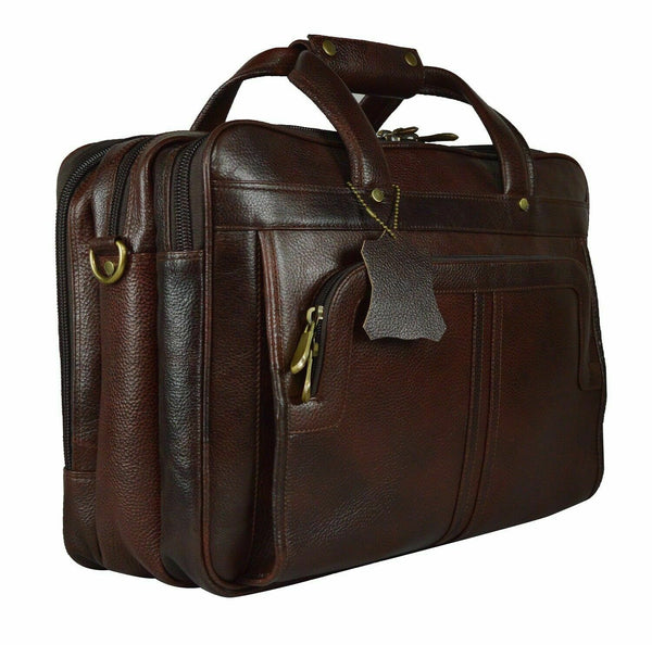 NOORA Men Cowhide Genuine Leather Messenger Shoulder Laptop Bag Briefcas QD284 - Noora International