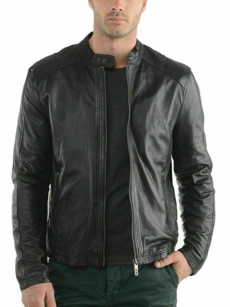 Noora Men Fashion Style Real Black Leather Jackets Motorcycle Bomber Biker Leather Jacket SP24 - Noora International