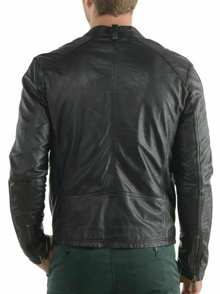 NOORA Men Fashion Style Real Leather Jackets Motorcycle Bomber Biker Black SP8 - Noora International
