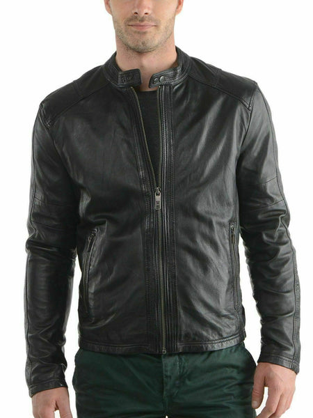 NOORA Men Fashion Style Real Leather Jackets Motorcycle Bomber Biker Black SP8 - Noora International