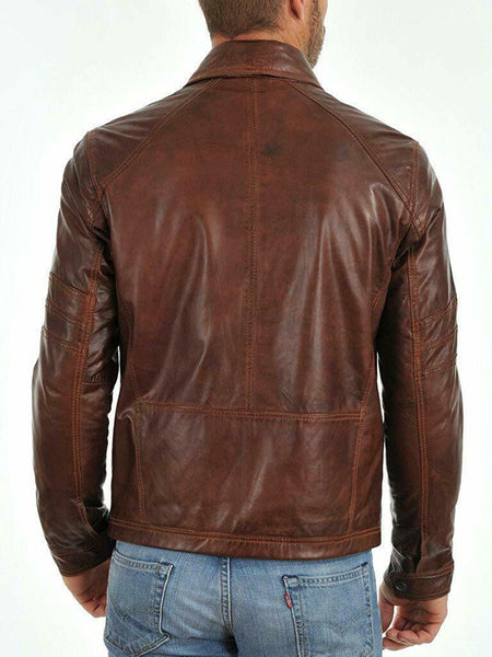 Noora MEN Lambskin BIKER CAFE RACER REAL LEATHER SLIM FIT JACKET NI-35 - Noora International