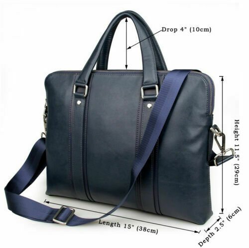 NOORA Men Leather 15.5 inch Laptop Office Bag Business Black Briefcase Bag QD298 - Noora International