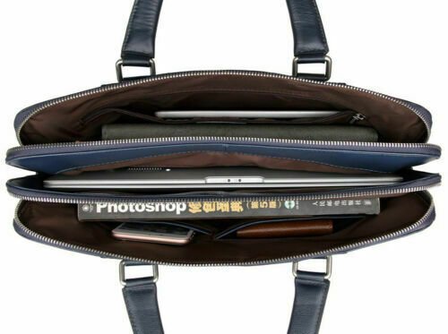 NOORA Men Leather 15.5 inch Laptop Office Bag Business Black Briefcase Bag QD298 - Noora International