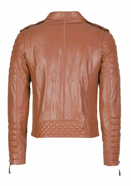 NOORA Men Stylish Slimfit Lambskin Genuine Leather Motorcycle Biker Jackets QD18 - Noora International