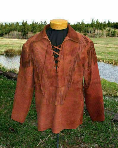 NOORA Men Western Suede Leather Jacket Fringe Suede Leather Shirt SP456 - Noora International