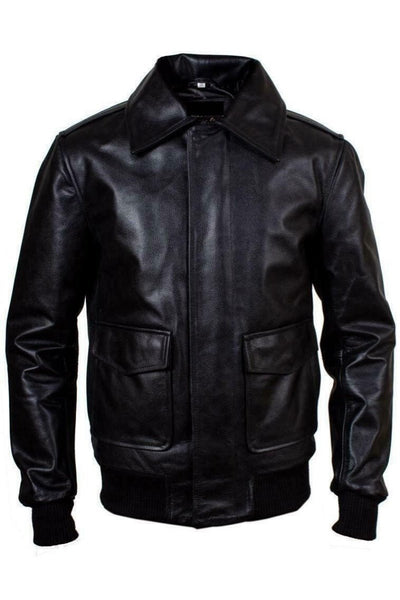 Noora Mens Black Bomber Biker Leather Jacket | Black Lambskin Leather Jacket With Zip Closure | Black Bomber Leather Jacket SU0123 - Noora International