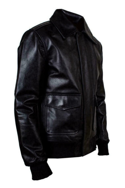 Noora Mens Black Bomber Biker Leather Jacket | Black Lambskin Leather Jacket With Zip Closure | Black Bomber Leather Jacket SU0123 - Noora International