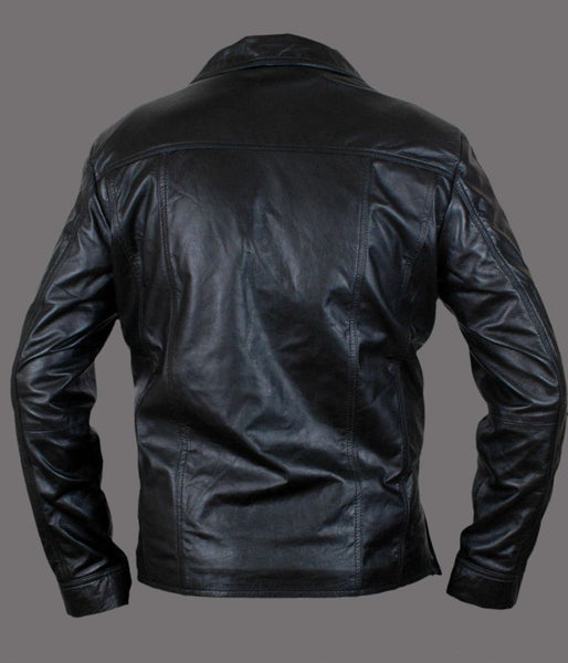 Noora Men’s black button-up leather jacket with notched collar | Stylish Shirt - Noora International