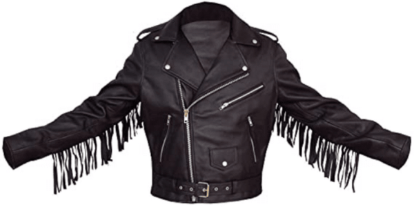 Noora Mens Black Lambskin Leather Fringe Jacket | Belted Biker Fringe Leather Jacket With YKK Zipper| SU0847 - Noora International