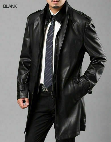 Noora Mens Black Lambskin Leather Trench Coat | Designer Black Formal Style Trench Coat SU067 - Noora International