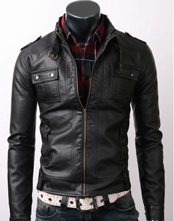 Noora men’s Black motorcycle Leather jacket | Belt Collar | - Noora International