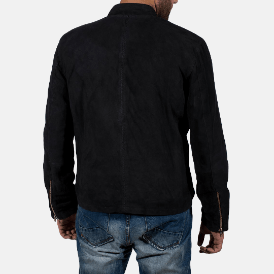 Noora Men's Black Suede Leather Jacket |Men's Stylish Biker Motorcycle Jacket With Bone Pocket | Gift for Him YK37 - Noora International