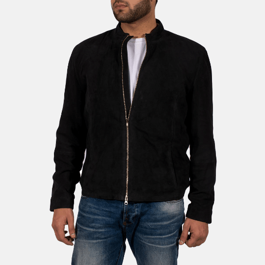Noora Men's Black Suede Leather Jacket |Men's Stylish Biker Motorcycle Jacket With Bone Pocket | Gift for Him YK37 - Noora International