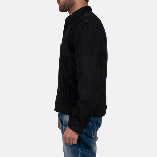 Noora Men's Black Suede Leather Jacket |Men's Stylish Biker Motorcycle Jacket With Bone Pocket | Gift for Him YK37 - Noora International