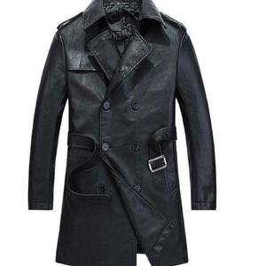 NOORA Mens BLACK Trench Coat Steampunk Shot Trench Coat Leather Coat Trench Coat Real LAMBSKIN Leather Long Coat-Hand Made Real Leather Sj - Noora International