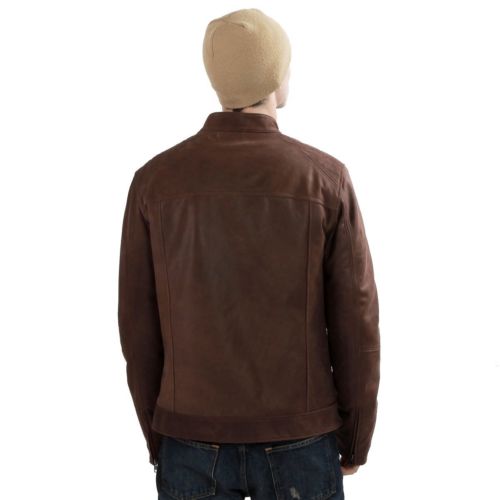 Noora Mens Brown Biker Jacket | Glossy Brown Motorcycle Jacket | Classical Western Jacket - Noora International