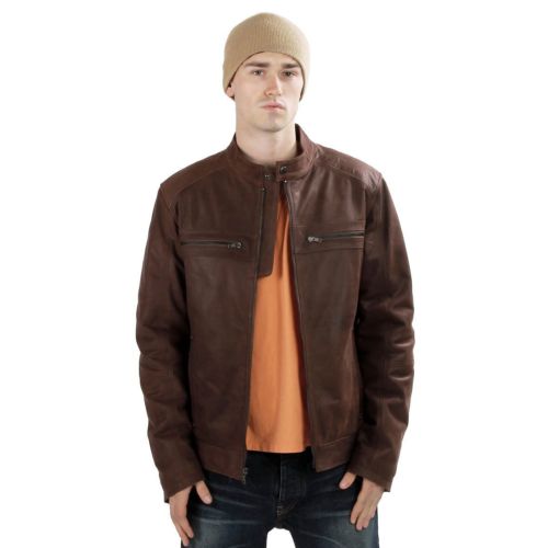 Noora Mens Brown Biker Jacket | Glossy Brown Motorcycle Jacket | Classical Western Jacket - Noora International