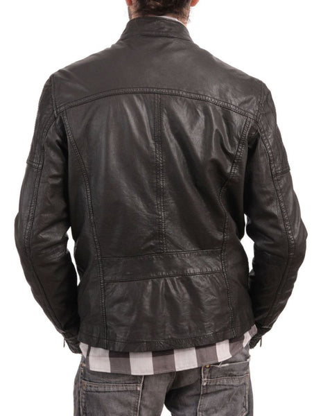 Noora Men’s brown biker jacket with front pockets and zippers - Noora International