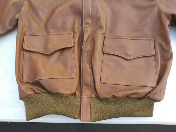Noora Mens Brown Bomber Leather Jacket With Zipper | Brown AVIATORS JACKET | Brown Biker Bomber Jacket SU0183 - Noora International