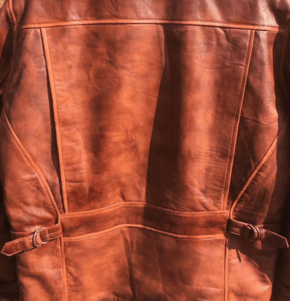 NOORA Mens Brown Movie Costume Leather Jacket With Zipper | Hollywood Celebrity Jackets | Antique Brown Commando Jacket SU063 - Noora International