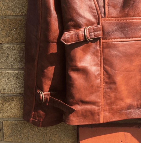 NOORA Mens Brown Movie Costume Leather Jacket With Zipper | Hollywood Celebrity Jackets | Antique Brown Commando Jacket SU063 - Noora International