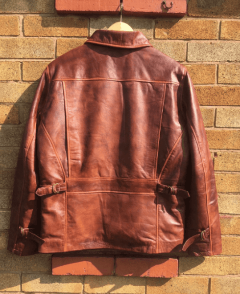 NOORA Mens Brown Movie Costume Leather Jacket With Zipper | Hollywood Celebrity Jackets | Antique Brown Commando Jacket SU063 - Noora International