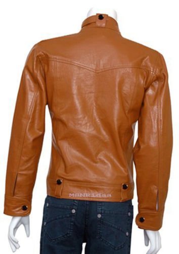 Noora Men’s Caramel Brown Lambskin Leather Jacket| Stynd Collar| Warm Winter Jaclish Biker Jacket with Baket - Noora International