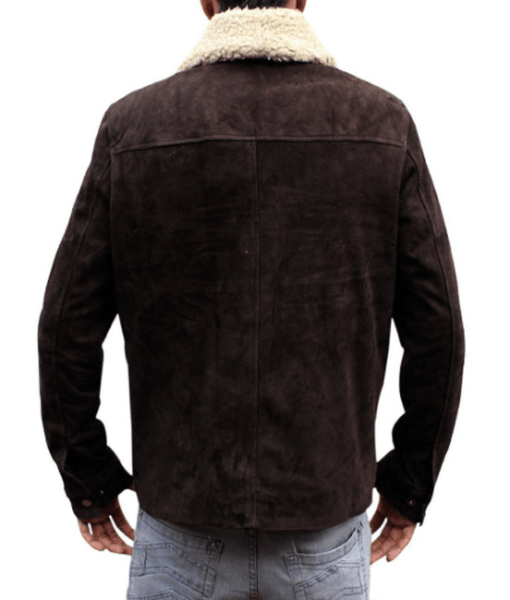 Noora Mens Dark Brown Suede Leather Jacket With Fur Collar & Pocket | Designer Aviator Suede Jacket | Dark Brown Suede Leather Jacket SU077 - Noora International