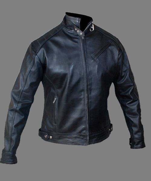 Noora Men’s Fitted Black Leather Jacket | Motorcycle Biker Jacket With Zipper & Pocket | - Noora International