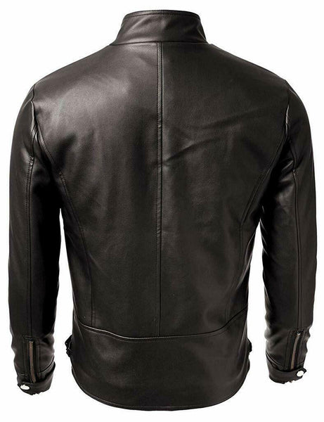 NOORA MEN'S Genuine Fridge BIKER CAFE RACER REAL LEATHER SLIM FIT JACKET NI-36 - Noora International