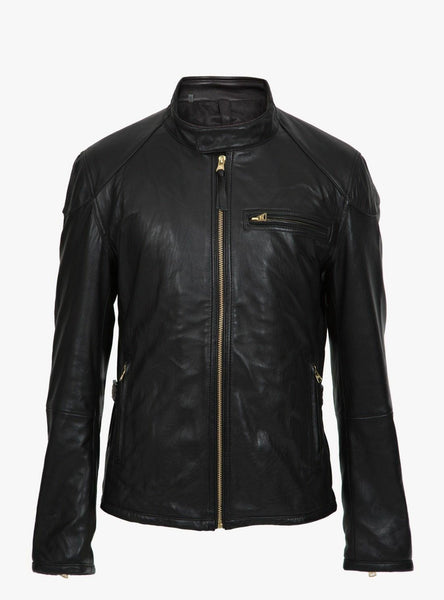 Noora Men's Genuine Lambskin Black Leather Jacket Slim fit Fall Biker Basic jacket S3 - Noora International